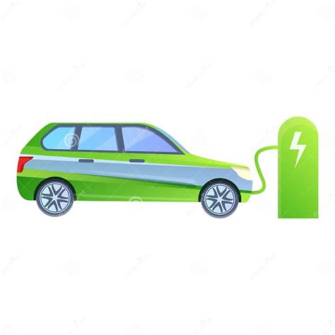 Hybrid Car Charge Station Icon Cartoon Style Stock Vector