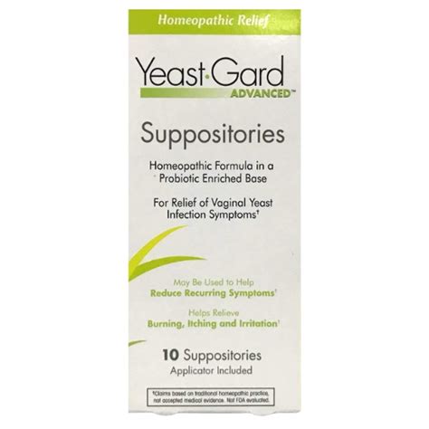 Yeastgard Advanced Suppositories Relief Of Vaginal Yeast Infection 10 Suppository With