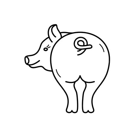 Premium Vector Hand Drawn Pig Kawaii Coloring Page Illustration