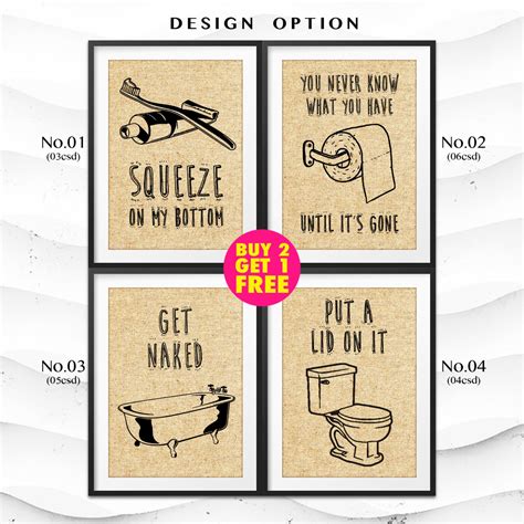 Burlap Print Funny Bathroom Art Burlap Decor Bathroom Etsy