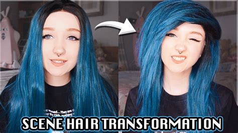 scene hair transformation tutorial 💇 cutting and styling an emo wig ☠️💙🖤 [ft evahair] youtube
