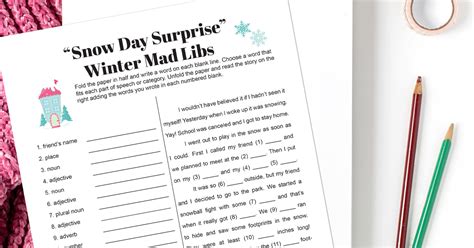 Printable Winter Mad Libs Snow Day Story Funny Writing Activity