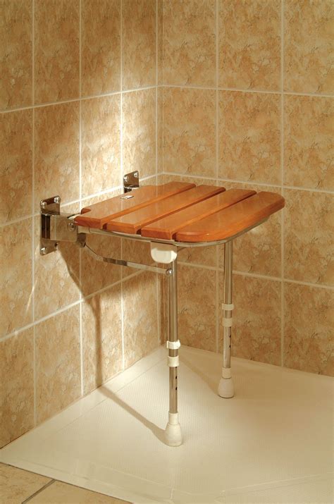 Wooden Slatted Shower Seat Fold Up Shower Seat Mobility Fold Up
