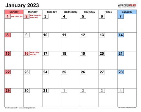 free editable january 2023 calendar