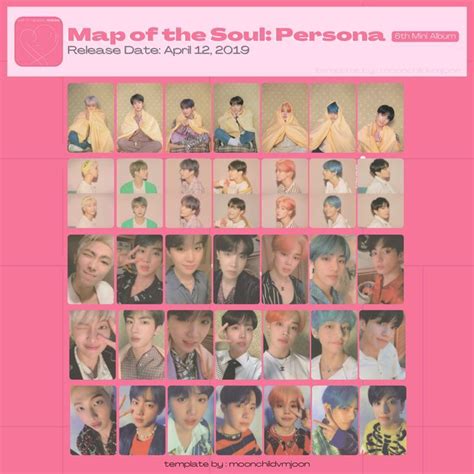 Bts Map Of The Soul Persona Album Photocard And Postcard Template In 2022 Photocard Postcard
