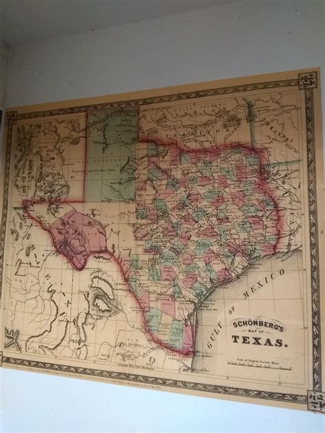 1866 Texas Map Old West Map Antique Texas Map Restoration Decor Old