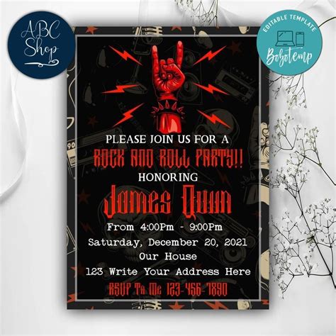 Rock And Roll Birthday Invitation Template To Print At Home Diy Bobotemp