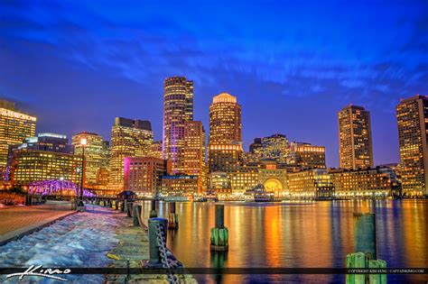 Boston Massachusetts Downtown City Buildings Harborwalk Hdr