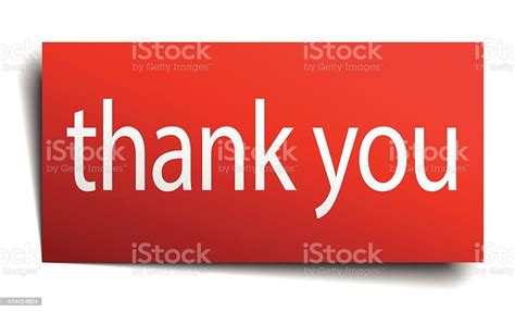 Thank You Red Paper Sign On White Background Stock Illustration