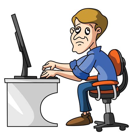 Tired Worker Stock Vector Illustration Of Office Computer 47879390