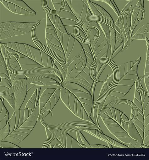 Leafy Textured Green 3d Seamless Pattern Tropical Vector Image