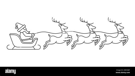 Santa Claus On A Sleigh With Reindeer Vector Illustration Isolated On