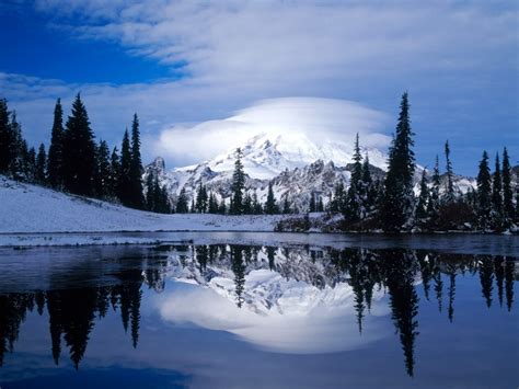 Mount scenery, national park, alberta, banff national park. Mount Rainier Reflected Tipsoo Lake Wallpapers | HD ...