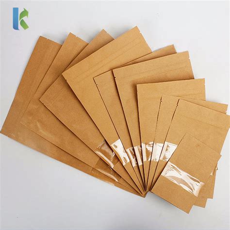 Wholesale Doypack Ziplock Brown Kraft Paper Stand Up Pouches Food