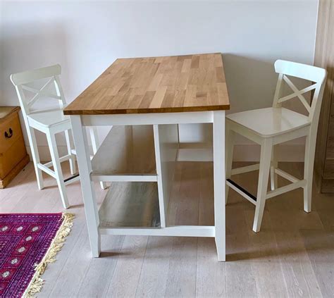 Ikea Stenstorp Kitchen Island Breakfast Bar And Two Chairs In