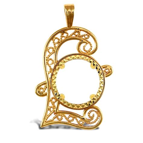Solid 9ct Yellow Gold Pound Sign Half Sovereign Coin Mount Pendant