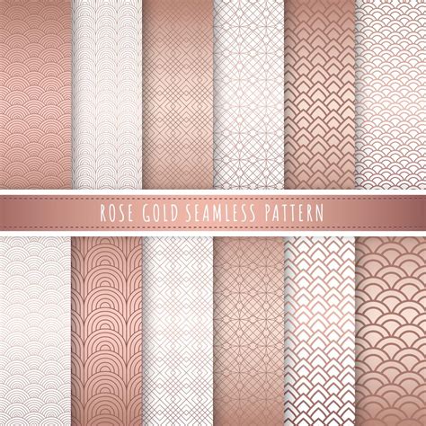 Rose Gold Pattern Seamless Collection Pink Gold Abstract Patterns Set