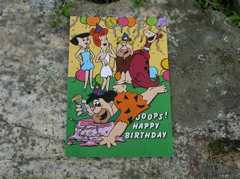 Vintage Flintstones Happy Birthday Postcard 1988