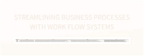 Streamlining Business Processes With Work Flow Systems Excel Template