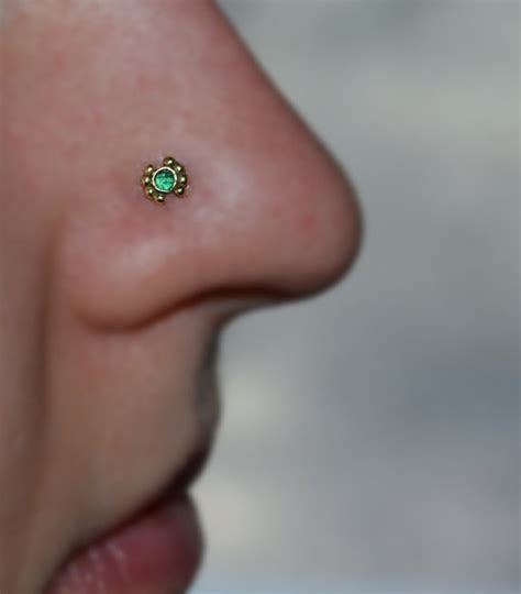 2mm Emerald NOSE STUD EARRING Gold Nose Hoop Tragus Stud Etsy