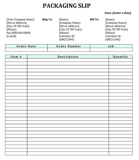 Free Packing Slip Templates Editable Word Excel
