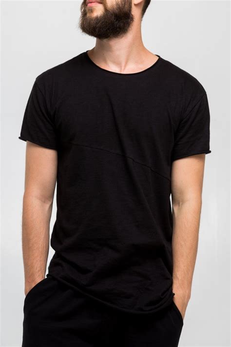 Basic Extended Black T Shirt In 2023 Black Tshirt Black Tshirt Men