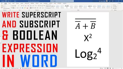 Type Boolean Expression And Square In Ms Word Insert Superscripts And