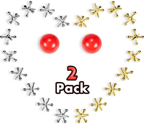Buy 2 Set Jacks Game Toys Kit Include 2 Pieces Red Rubber Balls And 20