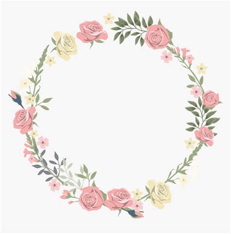 Wedding Invitation Picture Frames Floral Design Circle Flower Border