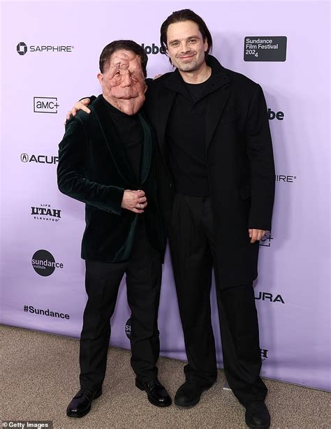 Sebastian Stan Poses With Co Star Adam Pearson At Premiere Of A