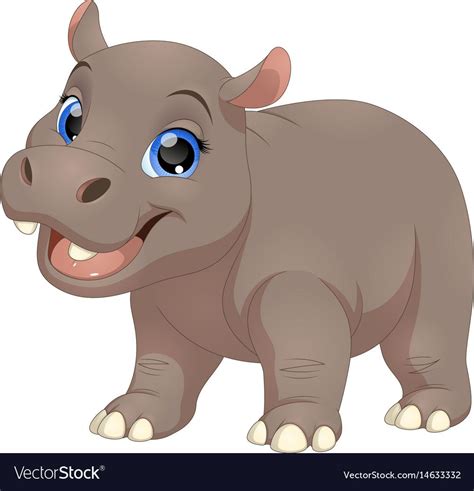 Cute Funny Hippo Royalty Free Vector Image Vectorstock Cute Animals