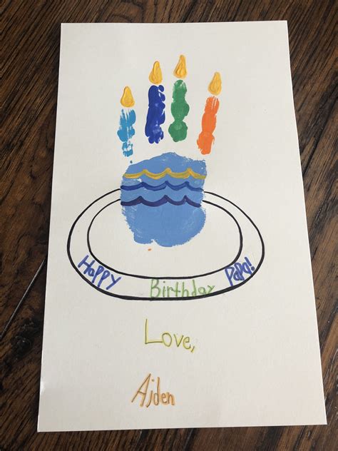 Toddler Handprint Birthday Card For Papa Handprint Birthday Card