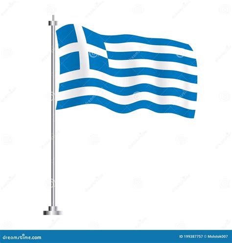 Greek Flag Isolated Wave Flag Of Greece Country Stock Vector