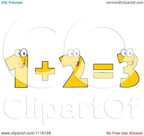 Clipart Happy Numbers One Plus Two Equals Three Royalty Free Vector