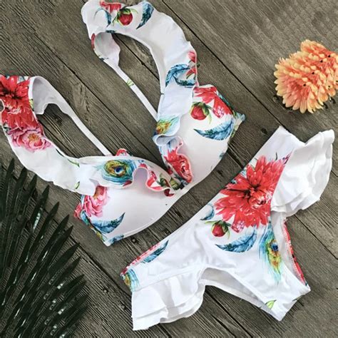 2018sexy Girl Bikini Set High Waist Bandage Bath Swimwear Pinup