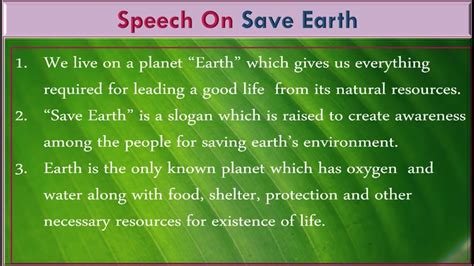 Speech On Save Earth In English Speech Topics For Competition