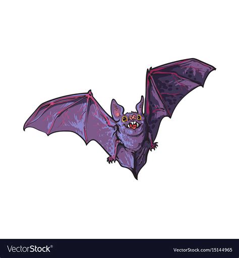 Scary Flying Halloween Vampire Bat Isolated Vector Image