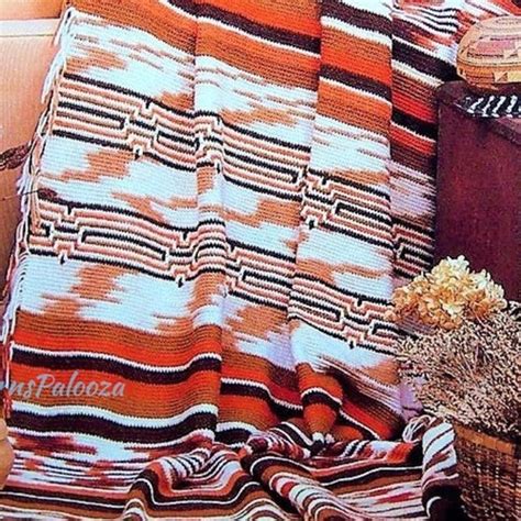 Vintage Crochet Afghan Indian Blanket Pattern Pdf Instant Etsy