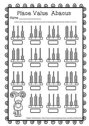abacus place  place  worksheets  grade math