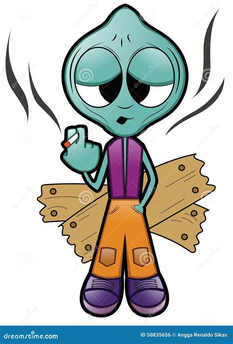 Alien Smoker Stock Vector Illustration Of Green Personality 50835656