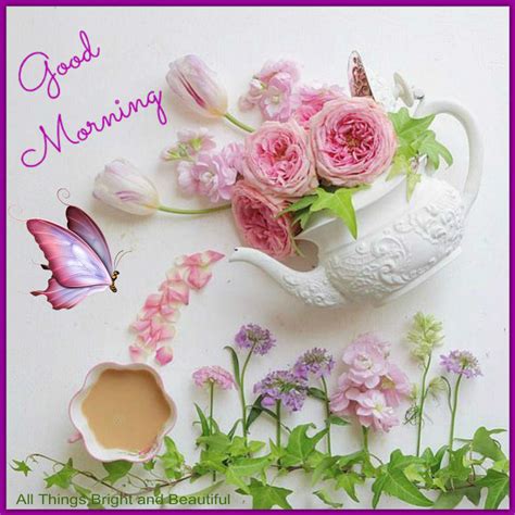 Good Morning Teapot With Flowers Pictures Photos And Images For