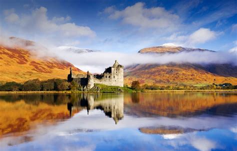 Wallpaper Clouds Mountains Reflection Scotland Kilchurn Castle Argyll And Bute Lake Ave