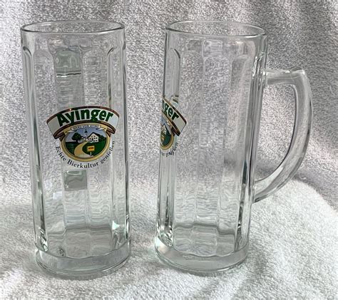 Ayinger Echte Bierkultur Genieben Beveled Glass Beer Mugs 20 Oz 0 5l Rastal