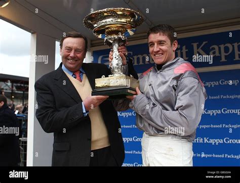 Jockey Barry Geraghty Right And Trainer Nicky Henderson After Winning