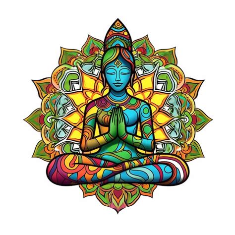 Premium Ai Image A Colorful Buddha Sitting In A Lotus Position With A