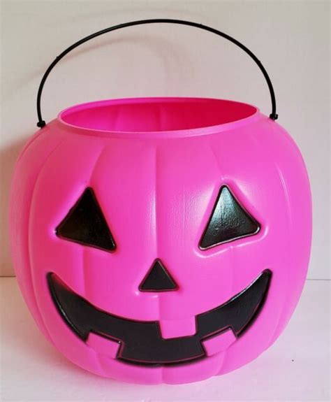 Vtg General Foam Pink Pumpkin Halloween Blow Mold Trick~treat Candy