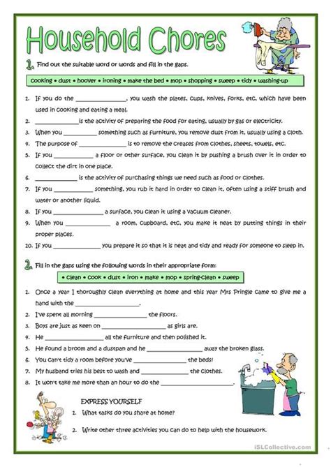 Household Chores English Esl Worksheets For Distance Learning And