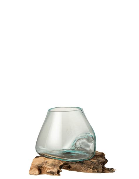 Vase En Verre Et Pied Bois Gamal M La Madeleine Deco