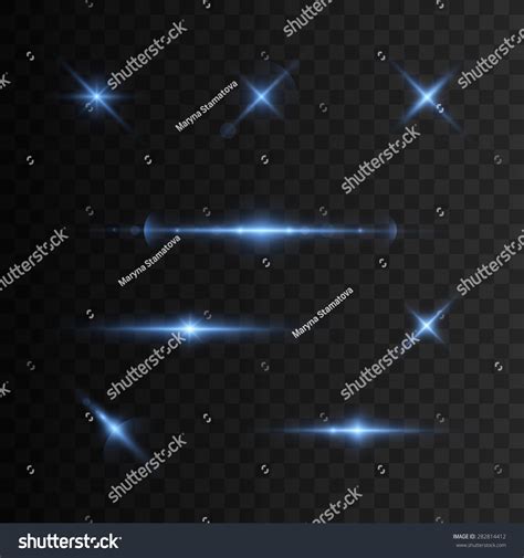 Glowing Lights And Stars Isolated On Transparent Background Vector
