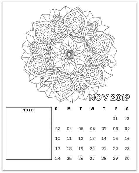 Free 2019 Monthly Mandala Calendar Shabby Mint Chic Party